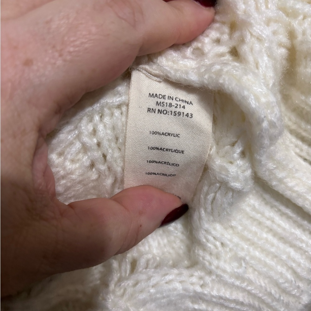 FRNCH Paris Sz SM Cream Bubble Stitch Open Knit Turtleneck Sweater Small - Picture 6 of 7